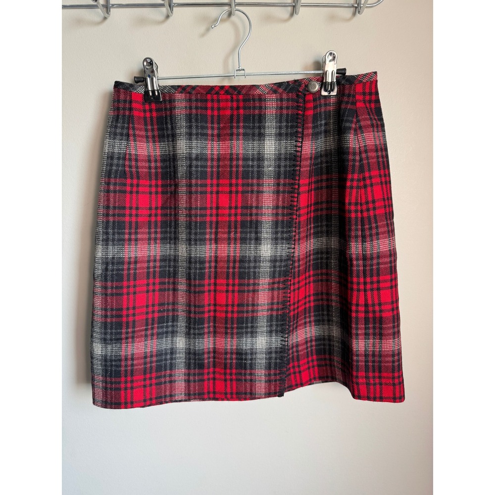 Eddie Bauer Womens Red Plaid Wrap Skirt Size 6 Tartan Preppy Classic Schoolgirl